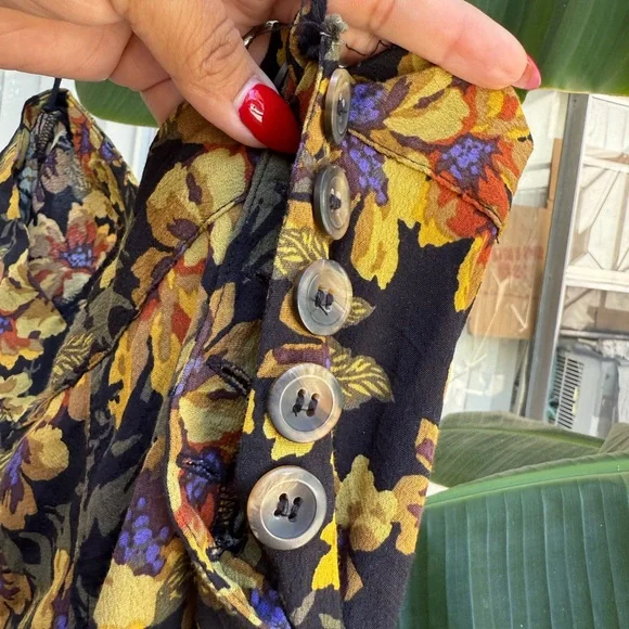 Free People Black and Gold Floral Jumpsuit - Picture 4 of 9